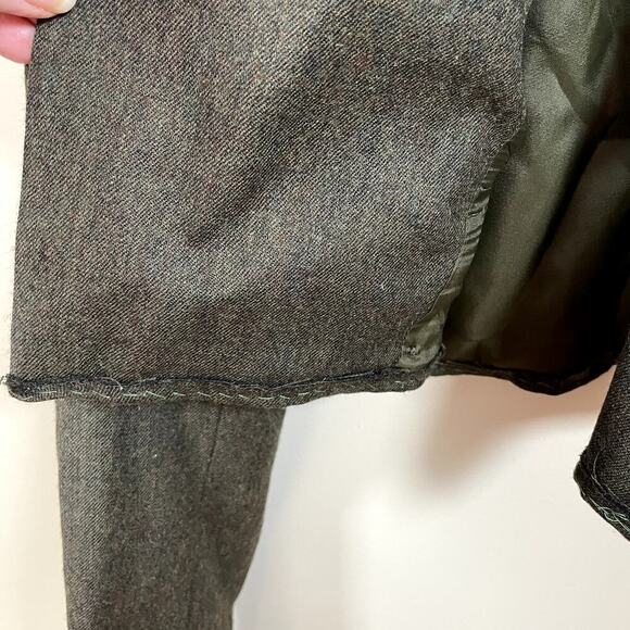 Vintage Wool Blazer Reworked Crop Blazer Olive Single Breast Button Accents Sz 4 - Picture 3 of 7